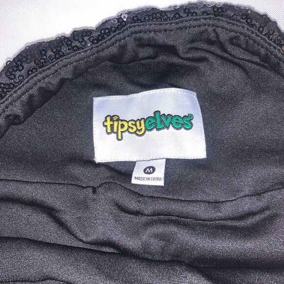 Tipsy Elves Leggings Women M Black Sequin High Waist Stretch Bling, PARTY WEAR - Picture 9 of 10